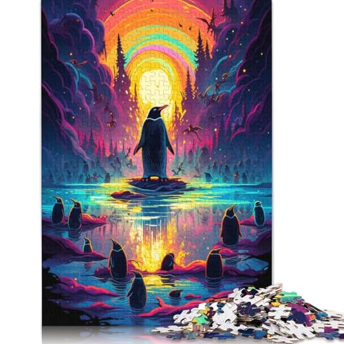 Puzzle mit 1000 Teilen Bunte Pinguine Puzzle für Erwachsene Holzpuzzle Lernspiel Herausforderungsspielzeug 1000 Teile (75 x 50 cm) von wuzihanptpt