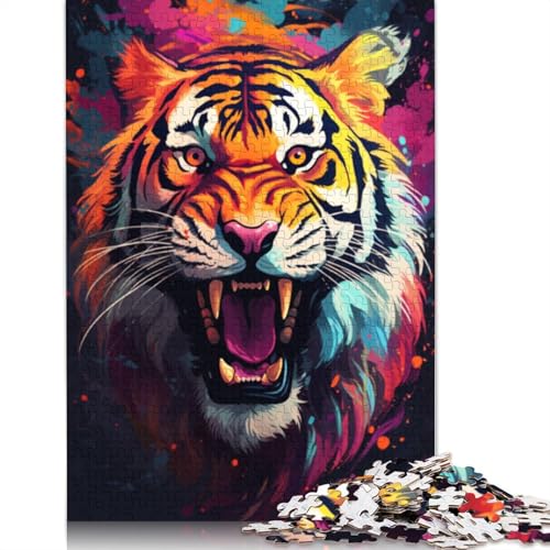 Puzzle mit 1000 Teilen Doodle bunter Tiger Puzzle für Erwachsene Holzpuzzle Familienspiele Weihnachts- und Geburtstagsgeschenke 1000 Teile (75 x 50 cm) von wuzihanptpt