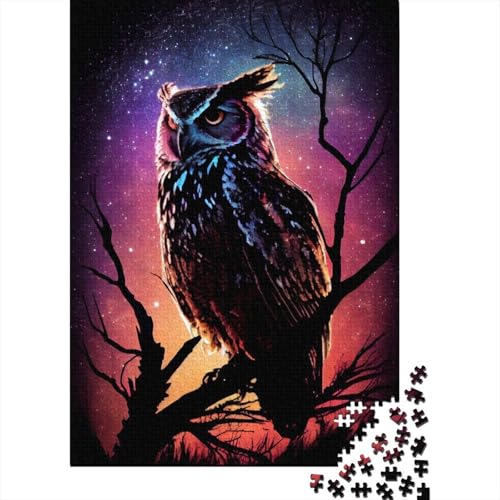 Puzzle mit 1000 Teilen Eulennacht Puzzle für Erwachsene Holzbrett-Puzzle Lernspielzeug 1000 Stück (75 x 50 cm) von wuzihanptpt