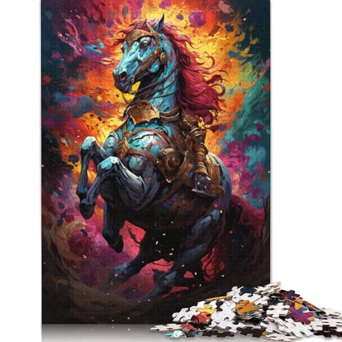 Puzzle mit 1000 Teilen Fantasie-Puzzle mit Buntem Kriegspferd Puzzle für Erwachsene Holzpuzzle Lernspiele Heimdekorationspuzzle. 1000 Teile (75 x 50 cm) von wuzihanptpt