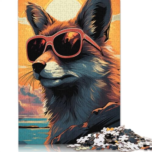 Puzzle mit 1000 Teilen Fuchs-Boss mit Sonnenbrille Puzzle für Erwachsene Holzpuzzle Familienspiele 1000 Teile (75 x 50 cm) von wuzihanptpt