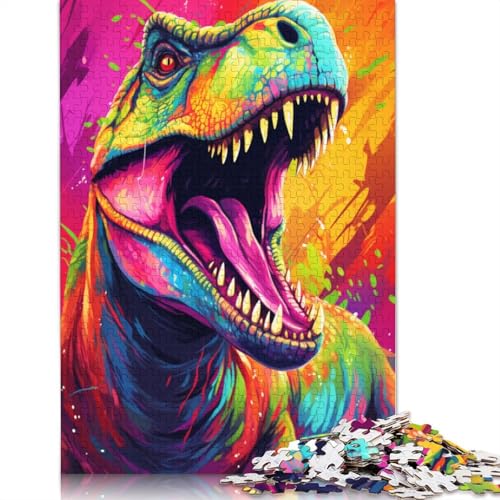 Puzzle mit 1000 Teilen Gemälde von bunten Dinosauriern Puzzle für Erwachsene Holzpuzzle Lernspiele für Erwachsene und Kinder 1000 Teile (75 x 50 cm) von wuzihanptpt