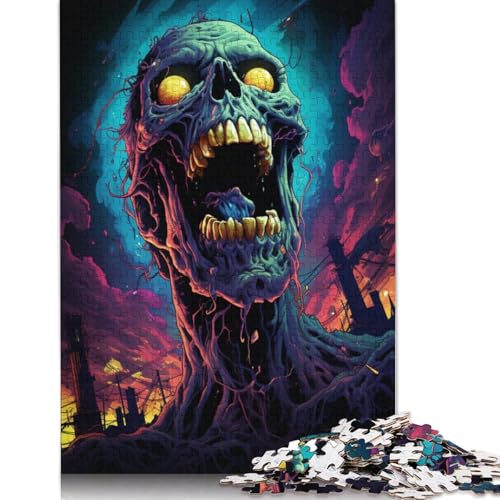 Puzzle mit 1000 Teilen Lernspiele farbenfrohes psychedelisches Gemälde von Zombies Puzzle aus Holz Familienunterhaltungsspielzeug 1000 Teile (75 x 50 cm) von wuzihanptpt