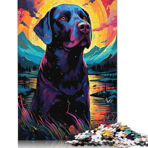 Puzzle mit 1000 Teilen Leuchtend Bunte Labrador-Puzzles für Erwachsene Papierpuzzle Lernspiele für Erwachsene und Kinder 1000 Teile (38 x 26 cm) von wuzihanptpt