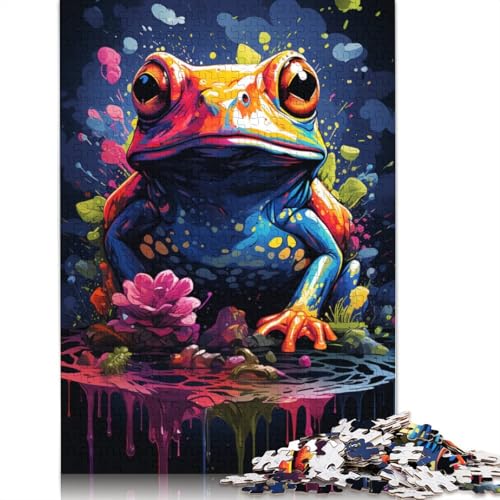 Puzzle mit 1000 Teilen Malerei Farbiger Frosch Puzzle für Erwachsene Holzpuzzle Familienspaß Puzzle 1000 Teile (75 x 50 cm) von wuzihanptpt