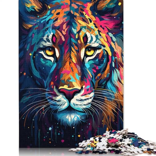 Puzzle mit 1000 Teilen Malerei bunter Leopard Puzzle für Erwachsene Papierpuzzle tolles Geschenk für Erwachsene 1000 Teile (38 x 26 cm) von wuzihanptpt