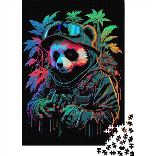 Puzzle mit 1000 Teilen Neon-Panda Puzzle für Erwachsene Holzbrett-Puzzle Lernspielzeug 1000 Stück (75 x 50 cm) von wuzihanptpt