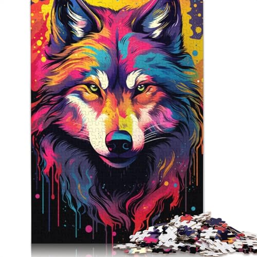 Puzzle mit 1000 Teilen Straßenpuzzle bunter Wolf Puzzle für Erwachsene Papierpuzzle tolles Geschenk für Erwachsene und Kinder 1000 Teile (38 x 26 cm) von wuzihanptpt