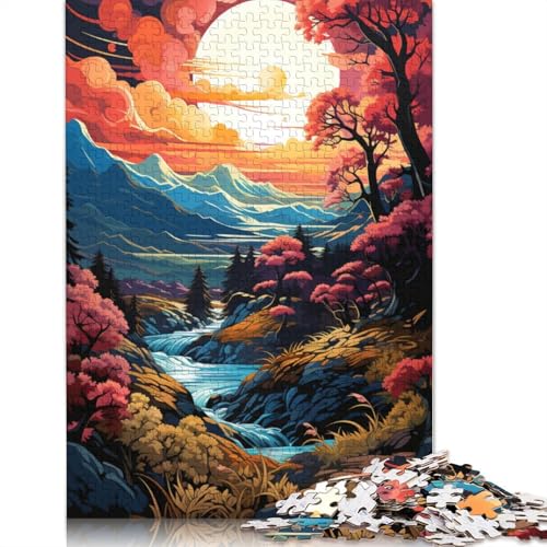 Puzzle mit 1000 Teilen farbenfrohe psychedelische Landschaft am Waternsee Puzzle für Erwachsene Holzpuzzle Lernspiele Heimdekorationspuzzle. 1000 Teile (75 x 50 cm) von wuzihanptpt