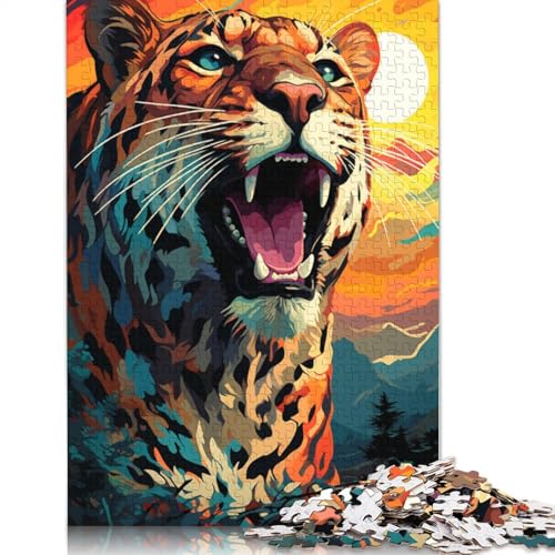 Puzzle mit 1000 Teilen farbenfrohes Fantasie-Leoparden-Puzzle bei Sonnenuntergang für Erwachsene Papierpuzzle anspruchsvoll Aber unterhaltsam und humorvoll 1000 Teile (38 x 26 cm) von wuzihanptpt