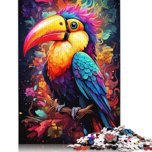 Puzzle mit 1000 Teilen farbenfrohes Gemälde eines Tukans Puzzle für Kinder Papierpuzzle für Familienspaß und Spieleabend 1000 Teile (38 x 26 cm) von wuzihanptpt