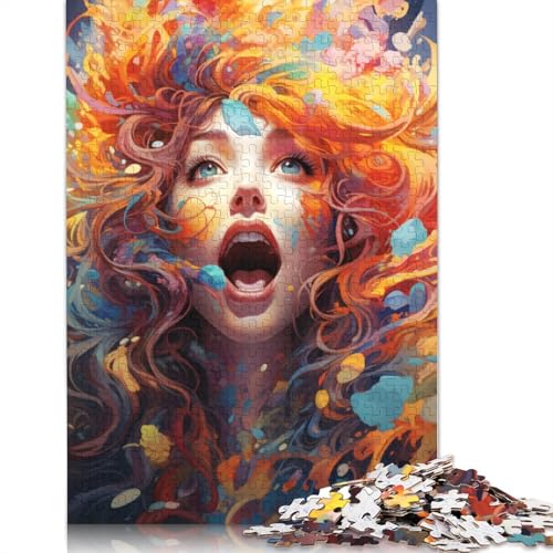 Puzzle mit 1000 Teilen farbenfrohes psychedelisches Blumen-Frauen-Puzzle für Erwachsene Holzpuzzle Lernspiel Herausforderungsspielzeug 1000 Teile (75 x 50 cm) von wuzihanptpt