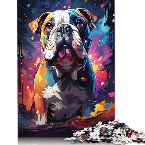 Puzzle mit 1000 Teilen farbenfrohes psychedelisches Bulldoggen-Puzzle für Erwachsene Holzpuzzle interessantes Puzzle zur Stressreduzierung 1000 Teile (75 x 50 cm) von wuzihanptpt