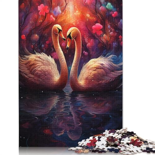 Puzzle mit 1000 Teilen farbenfrohes psychedelisches Galaxie-Schwanen-Puzzle Papierpuzzle Familiendekoration 1000 Teile (38 x 26 cm) von wuzihanptpt