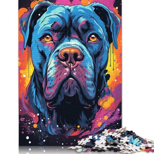 Puzzle mit 1000 Teilen farbenfrohes psychedelisches Gemälde mit Hundemotiv Puzzle für Erwachsene Papierpuzzle Heimdekoration 1000 Teile (38 x 26 cm) von wuzihanptpt