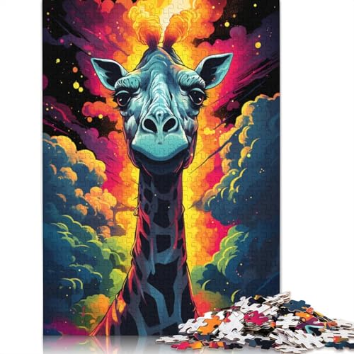 Puzzle mit 1000 Teilen farbenfrohes psychedelisches Giraffen-Puzzle für Erwachsene Holzpuzzle Lernspiele für Erwachsene und Kinder 1000 Teile (75 x 50 cm) von wuzihanptpt