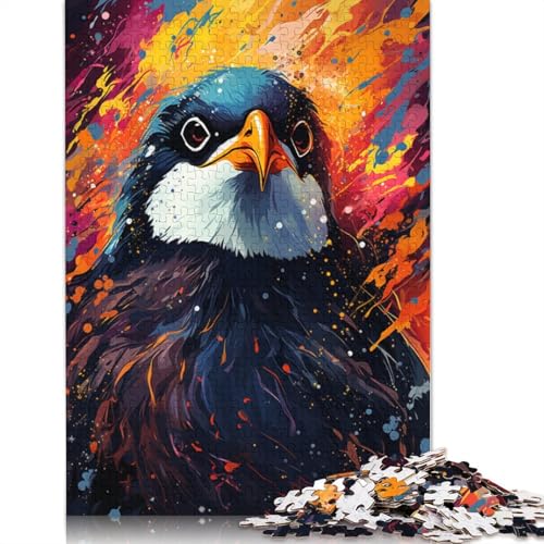 Puzzle mit 1000 Teilen farbenfrohes psychedelisches Pinguin-Puzzle für Erwachsene Holzpuzzle Lernspiel Herausforderungsspielzeug 1000 Teile (75 x 50 cm) von wuzihanptpt