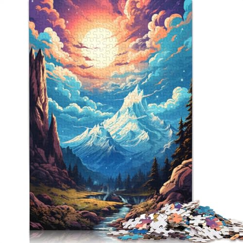 Puzzle mit 1000 Teilen farbenfrohes psychedelisches Pop-Art-Berg-Puzzle für Erwachsene Holzpuzzle Familienpuzzlespiel 1000 Teile (75 x 50 cm) von wuzihanptpt