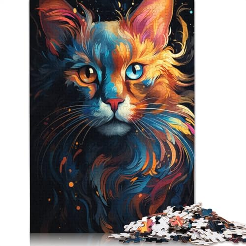 Puzzle mit 1000 Teilen farbenfrohes psychedelisches Siamkatzen-Puzzle für Erwachsene Papierpuzzle anspruchsvoll Aber unterhaltsam und humorvoll 1000 Teile (38 x 26 cm) von wuzihanptpt