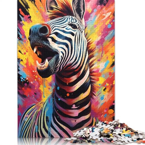 Puzzle mit 1000 Teilen farbenfrohes psychedelisches Zebra-Puzzle Holzpuzzle Lernspielzeug 1000 Teile (75 x 50 cm) von wuzihanptpt