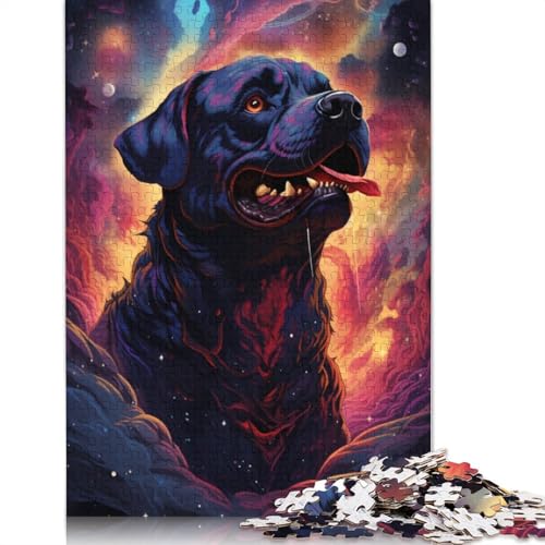 Puzzle mit 1000 Teilen farbenfrohes wildes Rottweiler-Hundepuzzle für Erwachsene Papierpuzzle interessantes Puzzle zur Stressreduzierung 1000 Teile (38 x 26 cm) von wuzihanptpt