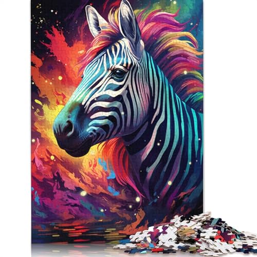 Puzzle mit 1000 Teilen farbiges Zebra-Puzzle für Erwachsene Holzpuzzle Familienspiele Weihnachts- und Geburtstagsgeschenke 1000 Teile (75 x 50 cm) von wuzihanptpt