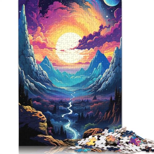 Puzzle mit 1000 Teilen für Erwachsene „Die farbenfrohe Psychedelie des kosmischen Berges“ Puzzle für Erwachsene Papierpuzzle Lernspiele für Erwachsene und Kinder 1000 Teile (38 x 26 cm) von wuzihanptpt