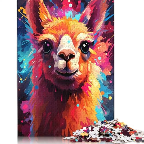 Puzzle mit 1000 Teilen für Erwachsene und Kinder von farbenfrohem psychedelischem Alpaka-Tierpuzzle für Erwachsene Holzpuzzle tolles Geschenk für Erwachsene 1000 Teile (75 x 50 cm) von wuzihanptpt