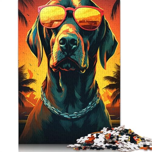 Puzzle mit 1000 Teilen großer Hund mit Sonnenbrille Puzzle für Erwachsene Papierpuzzle Lernspiele für Erwachsene und Kinder 1000 Teile (38 x 26 cm) von wuzihanptpt