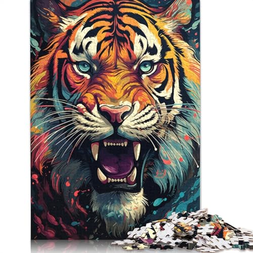 Puzzle mit 1000 Teilen majestätisches Gemälde eines Tigers Puzzle für Erwachsene Holzpuzzle Spaß für die ganze Familie Puzzle 1000 Teile (75 x 50 cm) von wuzihanptpt