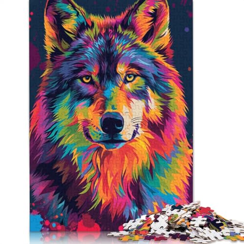 Puzzle mit 1000 Teilen psychedelisch bunt exotischer Wolf Puzzle für Erwachsene Holzpuzzle gutes Geschenk für Erwachsene und Kinder 1000 Teile (75 x 50 cm) von wuzihanptpt