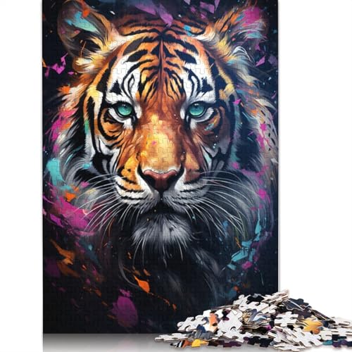 Puzzle mit 1000 Teilen wildes Gemälde exotischer Tiger Puzzle für Erwachsene Papierpuzzle Lernspiele für Erwachsene und Kinder 1000 Teile (38 x 26 cm) von wuzihanptpt