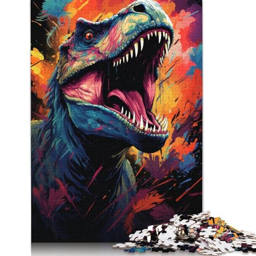 Puzzle mit 1000 Teilen wildes farbenfrohes Dinosaurier-Puzzle für Erwachsene Holzpuzzle Heimdekoration 1000 Teile (75 x 50 cm) von wuzihanptpt