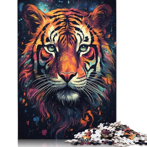 Puzzle mit 1000 Teilen wütender bunter Tiger Puzzle für Erwachsene Puzzle aus Papier Lernspiele Puzzle zur Heimdekoration. 1000 Teile (38 x 26 cm) von wuzihanptpt