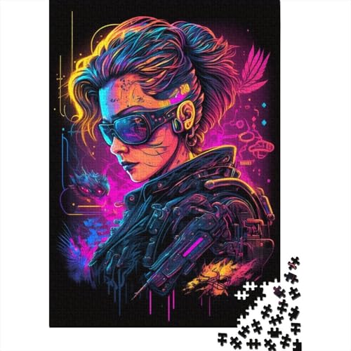 Puzzle mit 500 Teilen Neon-Roboter-Puzzle für Erwachsene Holzbrett-Puzzle Weihnachts-Puzzle-Geschenke 500 Stück (52 x 38 cm) von wuzihanptpt