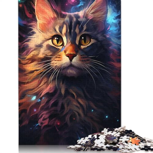 Puzzles für Erwachsene farbenfrohe psychedelische Fantasiekatze Puzzles für Erwachsene 1000 Teile Holzpuzzle geeignet für Erwachsene lustige Puzzlespiele 1000 Teile (75 x 50 cm) von wuzihanptpt