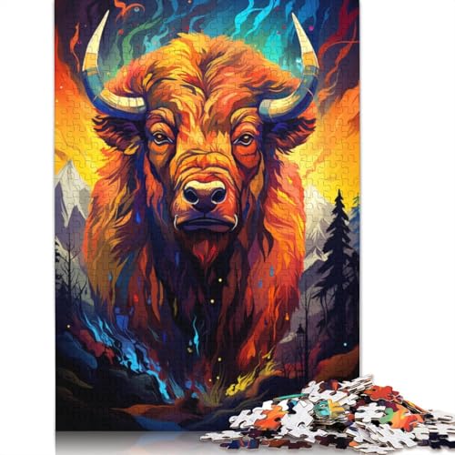 Puzzlespiel mit 1000 Teilen Bisons farbenfrohes psychedelisches Puzzle für Erwachsene Papierpuzzle Lernspiel Herausforderungsspielzeug 1000 Teile (38 x 26 cm) von wuzihanptpt