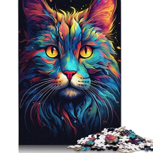 Puzzlespiel mit 1000 Teilen farbenfrohes Zeichentier-Katzen-Puzzle für Erwachsene Holzpuzzle Lernspiel Herausforderungsspielzeug 1000 Teile (75 x 50 cm) von wuzihanptpt