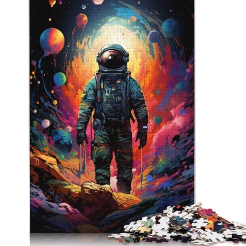 Puzzlespiel mit 1000 Teilen farbenfrohes psychedelisches Astronauten-Puzzle für Erwachsene Holzpuzzle Lernspiel Herausforderungsspielzeug 1000 Teile (75 x 50 cm) von wuzihanptpt