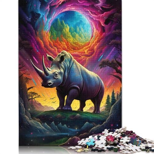 Puzzlespiel mit 1000 Teilen farbiges Nashorn-Puzzle für Erwachsene Papierpuzzle Lernspiel Herausforderungsspielzeug 1000 Teile (38 x 26 cm) von wuzihanptpt