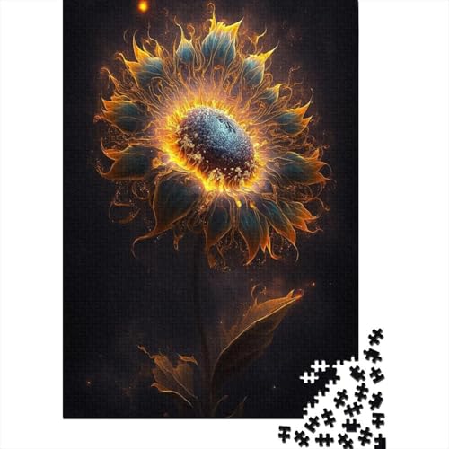 Spielgeschenk Jigsaw Cosmic Sunflower 300-teiliges Puzzle für Erwachsene Premium% recyceltes Holz für Erwachsene und Jugendliche ab 12 Jahren Relax-Puzzles Spiele 300 Teile (40 x 28 cm) von wuzihanptpt