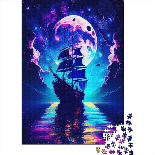 Spielgeschenk Puzzle Bunte Segelboote 1000-teiliges Puzzle für Erwachsene Premium% recyceltes Holz für Erwachsene und Jugendliche ab 12 Jahren Relax-Puzzles Spiele 1000 Teile (75 x 50 cm) von wuzihanptpt