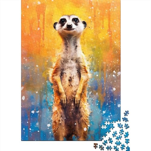 Spielgeschenk Puzzle Erdmännchen-Gemälde 500-teiliges Puzzle für Erwachsene Premium% Recycling-Holz für Erwachsene und Jugendliche ab 12 Jahren Relax-Puzzle-Spiele 500 Teile (52 x 38 cm) von wuzihanptpt