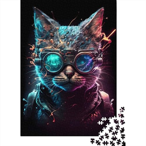 Teenager-Puzzle „Coole Katze“ 300-teiliges Puzzle für Erwachsene und Teenager Holzpuzzle für Erwachsene und Teenager Geschenk zum Geburtstag 300 Teile (40 x 28 cm) von wuzihanptpt