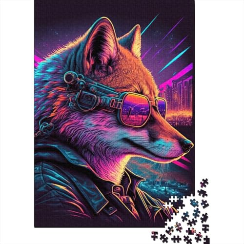 Teenager-Puzzle Fuchs Neon 500-teiliges Puzzle für Erwachsene und Teenager Holzpuzzle für Erwachsene und Teenager Geschenk zum Geburtstag 500 Teile (52 x 38 cm) von wuzihanptpt