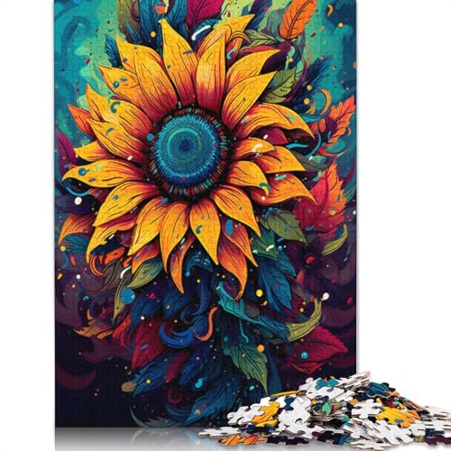 für Erwachsene 1000 Teile psychedelische Bunte Sonnenblumen Puzzle für Erwachsene Holzpuzzle lustige Puzzlespiele 1000 Teile (75 x 50 cm) von wuzihanptpt