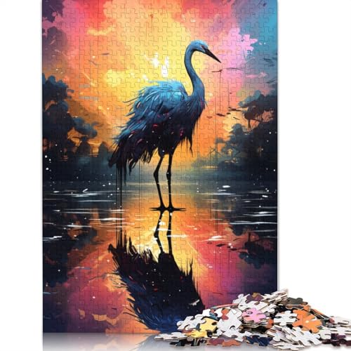 für Erwachsene 1000-teiliges Puzzle Farbmalerei Kranich-Puzzle für Erwachsene Papierpuzzle Spaß für Aktivitäten zu Hause Geburtstagsgeschenk Reisegeschenk 1000 Teile (38 x 26 cm) von wuzihanptpt