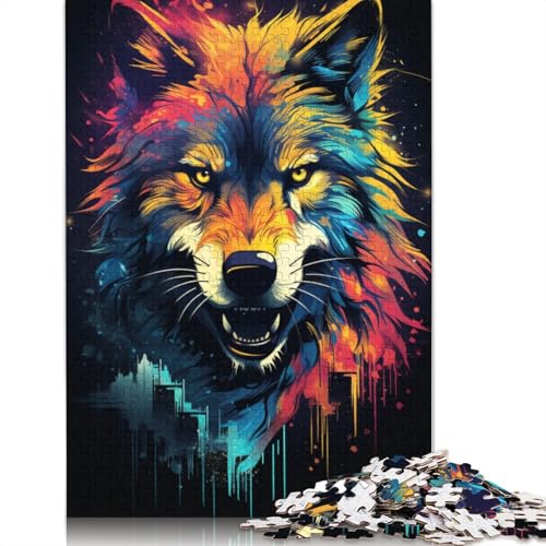 für Erwachsene 1000-teiliges Puzzle Farbmalerei Wolf-Puzzle für Erwachsene Papierpuzzle lustiges Geschenk 1000 Teile (38 x 26 cm) von wuzihanptpt