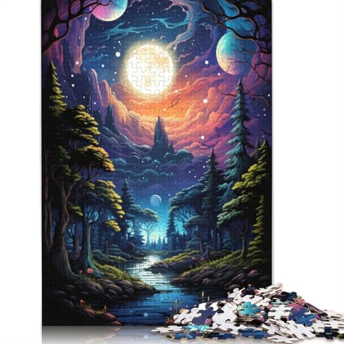 für Erwachsene 1000-teiliges Puzzle-Geschenk „Die farbenfrohe Psychedelie des mysteriösen Mondes“ Papierpuzzle pädagogisches Spielzeug zum Stressabbau Puzzle 1000 Teile (38 x 26 cm) von wuzihanptpt