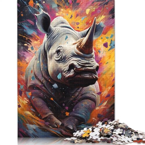 für Erwachsene 1000-teiliges Puzzle-Geschenk Zeichnungstier-Nashorn-Puzzle Holzpuzzle pädagogisches Stressabbau-Spielzeug Puzzle 1000-teilig (75 x 50 cm) von wuzihanptpt